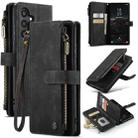 For Samsung Galaxy S24 5G CaseMe C30 Card Slots Zipper Wallet Leather Phone Case(Black) - 1