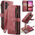 For Samsung Galaxy S24 5G CaseMe C30 Card Slots Zipper Wallet Leather Phone Case(Red) - 1