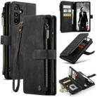 For Samsung Galaxy A15 CaseMe C30 Card Slots Zipper Wallet Leather Phone Case(Black) - 1