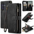 For Samsung Galaxy A25 4G CaseMe C30 Card Slots Zipper Wallet Leather Phone Case(Black) - 1