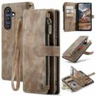 For Samsung Galaxy A25 4G CaseMe C30 Card Slots Zipper Wallet Leather Phone Case(Brown) - 1