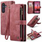 For Samsung Galaxy A25 4G CaseMe C30 Card Slots Zipper Wallet Leather Phone Case(Red) - 1