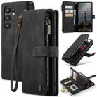 For Samsung Galaxy A55 5G CaseMe C30 Card Slots Zipper Wallet Leather Phone Case(Black) - 1