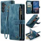 For Samsung Galaxy A55 5G CaseMe C30 Card Slots Zipper Wallet Leather Phone Case(Blue) - 1