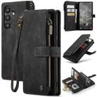 For Samsung Galaxy A35 5G CaseMe C30 Card Slots Zipper Wallet Leather Phone Case(Black) - 1