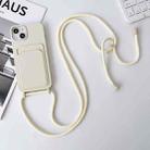 For iPhone 15 Crossbody Lanyard Elastic Silicone Card Holder Phone Case(White) - 1