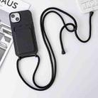 For iPhone 15 Crossbody Lanyard Elastic Silicone Card Holder Phone Case(Black) - 1