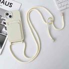 For iPhone 15 Plus Crossbody Lanyard Elastic Silicone Card Holder Phone Case(White) - 1