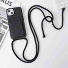 For iPhone 15 Plus Crossbody Lanyard Elastic Silicone Card Holder Phone Case(Black) - 1