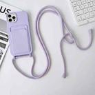 For iPhone 15 Pro Max Crossbody Lanyard Elastic Silicone Card Holder Phone Case(Lavender Purple) - 1