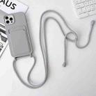 For iPhone 15 Pro Crossbody Lanyard Elastic Silicone Card Holder Phone Case(Grey) - 1