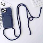 For iPhone 15 Pro Crossbody Lanyard Elastic Silicone Card Holder Phone Case(Dark Blue) - 1