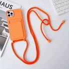 For iPhone 15 Pro Crossbody Lanyard Elastic Silicone Card Holder Phone Case(Orange) - 1