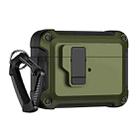 For AirPods Pro 2 TPU + PC Wireless Bluetooth Earphone Protective Case with Switch Lock & Hook(Dark Green) - 1