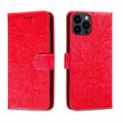 For iPhone 15 Pro Lace Flower Embossing Flip Leather Phone Case(Red) - 1