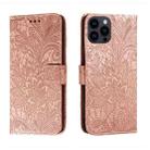 For iPhone 15 Pro Max Lace Flower Embossing Flip Leather Phone Case(Rose Gold) - 1