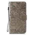 For iPhone 16 Lace Flower Embossing Flip Leather Phone Case(Grey) - 3