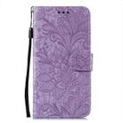 For iPhone 16 Lace Flower Embossing Flip Leather Phone Case(Purple) - 3