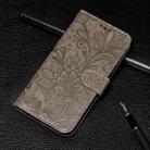 For iPhone 16 Plus Lace Flower Embossing Flip Leather Phone Case(Grey) - 2