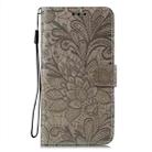 For iPhone 16 Plus Lace Flower Embossing Flip Leather Phone Case(Grey) - 3