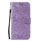 For iPhone 16 Plus Lace Flower Embossing Flip Leather Phone Case(Purple) - 3