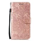 For iPhone 16 Plus Lace Flower Embossing Flip Leather Phone Case(Rose Gold) - 3