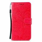 For iPhone 16 Plus Lace Flower Embossing Flip Leather Phone Case(Red) - 3