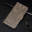 For iPhone 16 Pro Max Lace Flower Embossing Flip Leather Phone Case(Grey) - 2