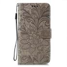 For iPhone 16 Pro Max Lace Flower Embossing Flip Leather Phone Case(Grey) - 3