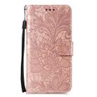 For iPhone 16 Pro Max Lace Flower Embossing Flip Leather Phone Case(Rose Gold) - 3