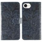 For iPhone 16e Lace Flower Embossing Flip Leather Phone Case(Dark Blue) - 1