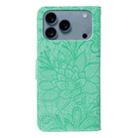 For iPhone 17 Pro Lace Flower Embossing Flip Leather Phone Case(Green) - 3