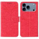 For iPhone 17 Pro Lace Flower Embossing Flip Leather Phone Case(Red) - 1