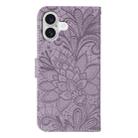 For iPhone 17 Lace Flower Embossing Flip Leather Phone Case(Purple) - 3