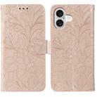 For iPhone 17 Lace Flower Embossing Flip Leather Phone Case(Rose Gold) - 1