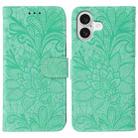For iPhone 17 Lace Flower Embossing Flip Leather Phone Case(Green) - 1
