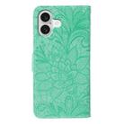 For iPhone 17 Lace Flower Embossing Flip Leather Phone Case(Green) - 3