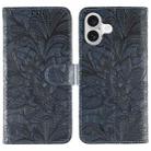 For iPhone 17 Lace Flower Embossing Flip Leather Phone Case(Dark Blue) - 1