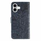 For iPhone 17 Lace Flower Embossing Flip Leather Phone Case(Dark Blue) - 3