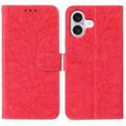 For iPhone 17 Lace Flower Embossing Flip Leather Phone Case(Red) - 1