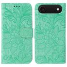 For iPhone 17 Air Lace Flower Embossing Flip Leather Phone Case(Green) - 1