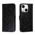 For iPhone 15 Plus Sun Mandala Embossing Leather Phone Case(Black) - 1