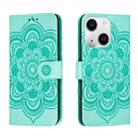 For iPhone 15 Sun Mandala Embossing Leather Phone Case(Green) - 1