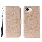 For iPhone 16e Sun Mandala Embossing Leather Phone Case(Rose Gold) - 1