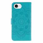 For iPhone 16e Sun Mandala Embossing Leather Phone Case(Blue) - 3