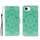 For iPhone 16e Sun Mandala Embossing Leather Phone Case(Green) - 1