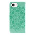 For iPhone 16e Sun Mandala Embossing Leather Phone Case(Green) - 3