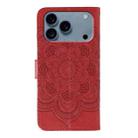 For iPhone 17 Pro Sun Mandala Embossing Leather Phone Case(Red) - 3