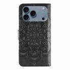 For iPhone 17 Pro Sun Mandala Embossing Leather Phone Case(Black) - 3