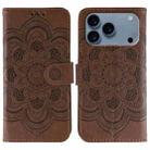 For iPhone 17 Pro Sun Mandala Embossing Leather Phone Case(Brown) - 1